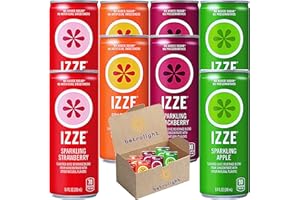 IZZY Sparkling Juice Variety Pack | Assortment of Sparkling Strawberry, Blackberry, Mango, Apple | No Added Sugar, No Preservatives | Flavored Juice Beverage Blend in 8.4 Fl oz Cans | Pack of 8 | Packaged in a BETRULIGHT Branded Box