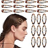 CustomyLife 28pcs 2inch Oval Snap Hair Clips Vintage Tortoise Hair Barrettes Metal Epoxy Wedding Prom Accessories for Women