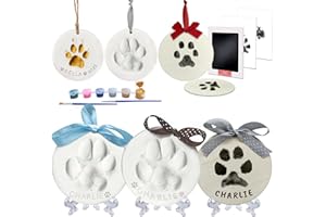 Skittypurr Clay & Ink Paw Print Kit,Make 3 Pawprint Ornaments(2 Clay&1 Ink),Dog Cat Paw/Nose Print Keepsake,Clean Touch Ink Pad & Soft Clay, Inkless Pet Paw Print Impression Kit,Pet Christmas Ornament