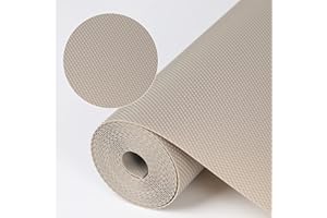 HOOTOWN Kitchen Shelf Liner Drawer Liners, Non-Adhesive Refrigerator Liners Waterproof Fridge Mats with Strong Durable Kitchen Cabinets Mat for Drawers, Shelves, Pantry Khaki