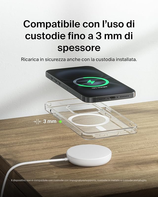 BoostCharge Pro Caricatore Wireless Magnetico 15W, Base con Supporto