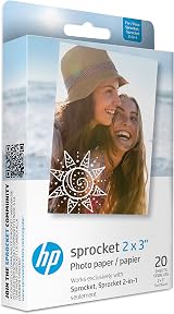 HP Sprocket 2x3 Premium Zink Sticky Back Photo Paper 20 Sheets view 1