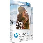 HP Sprocket 2x3" Premium Zink Sticky Back Photo Paper (20 Sheets) Compatible with HP Sprocket Photo Printers.