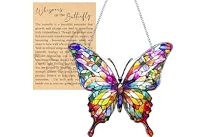 DINIZON Butterfly Acrylic Suncatcher Ornament with Story Card, Acrylic Rainbow Suncatcher Window Hanging Decoration, Butterfly Gifts for Women, Inspirational Gifts for Women, Monarch Butterfly Decorations