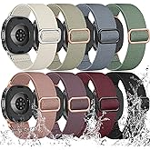 8 Pack Stretchy Band Compatible with Samsung Galaxy Watch 8 Band 40mm 44mm, Samsung Galaxy Watch 8 Classic 46mm, Soft Nylon Fabric Water-Resistant Elastic Solo Loop Sport Replacement Straps for Women Men