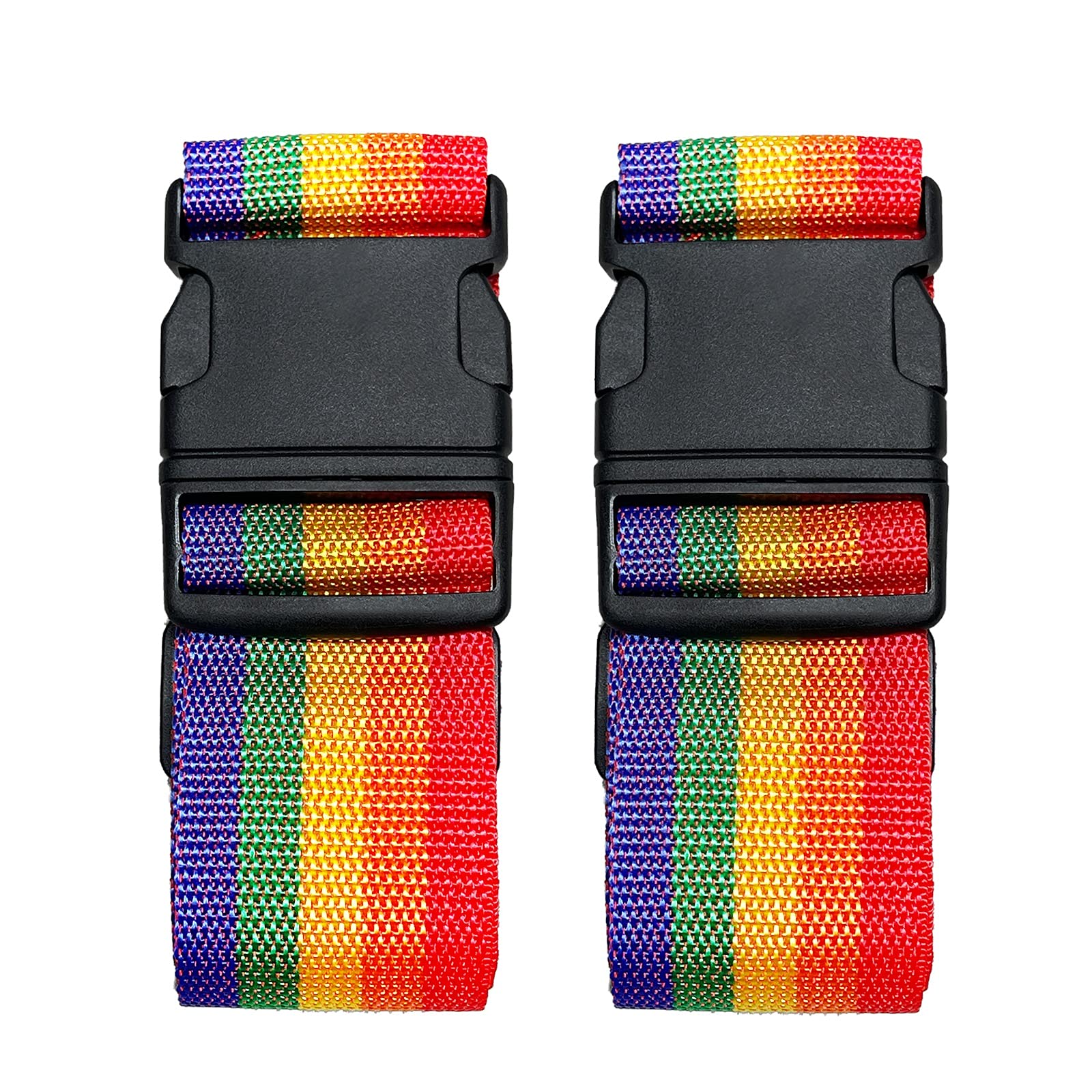 Photo 1 of 2 Pack Suitcase Belts, Adjustable Luggage Straps, Bright Colors Travel Packing Straps with Quick Release Buckle (Rainbow)
