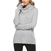 Woolicity Women's Cowl Neck Sweaters Long Sleeve Loose Fitting Ribbed Cozy Soft Casual Turtleneck Pullover Tops