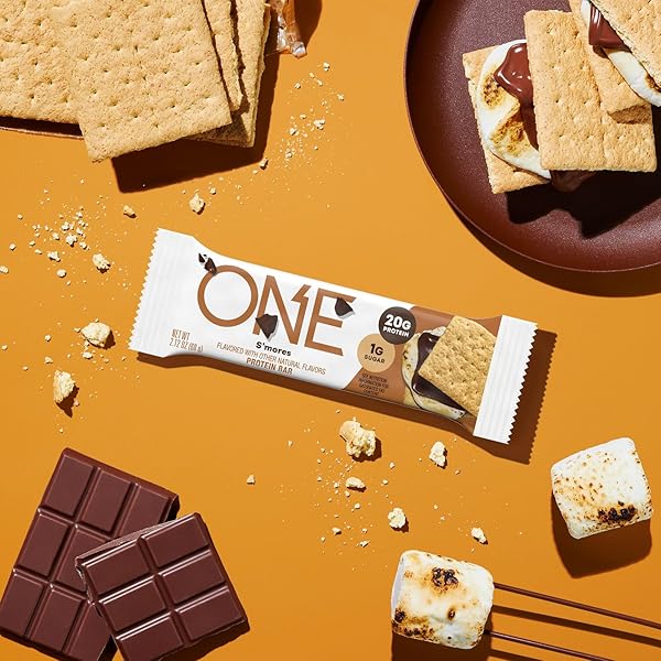 ONE PROTEIN BARS, SMORES, GLUTEN FREE WITH 20G PROTEIN AND 1G SUGAR, PANTRY STAPLES, 2.12 OZ (12 COUNT), PACKAGING MAY VARY