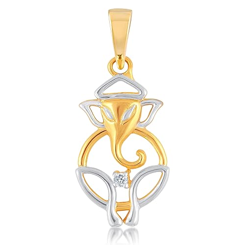 VK Jewels DHARMIK GANESH Gold and Rhodium Plated Alloy God Pendant for Men & Women made with Cubic Zirconia - PS1025G [VKP1025G]