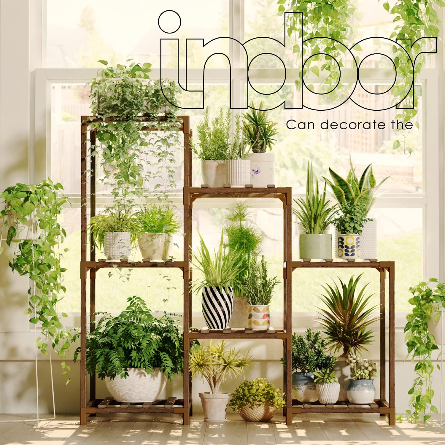 Plant Stands for Indoor Plants, Wood Outdoor Tiered Plant Shelf for Multiple Plants, 3 Tire 7 Potted Ladder Plant Holder Table Plant Pot Stand for Window Garden Balcony Patio Corner Living Room: Garden & Outdoor
