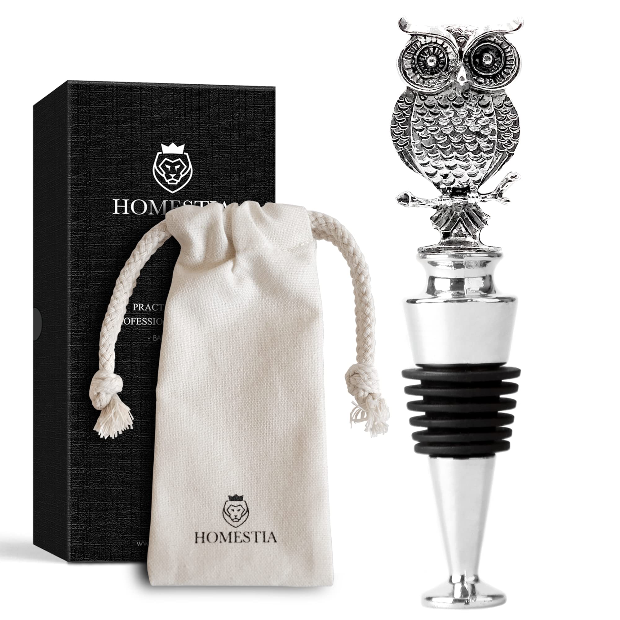 Homestia Wine Stoppers, Bottle Stoppers Wine Saver for Wine Champagne, Reusable Wine Preserver Wine Corks for Beverage, Christmas Gifts Birthday Gifts for Men Women (Owl)