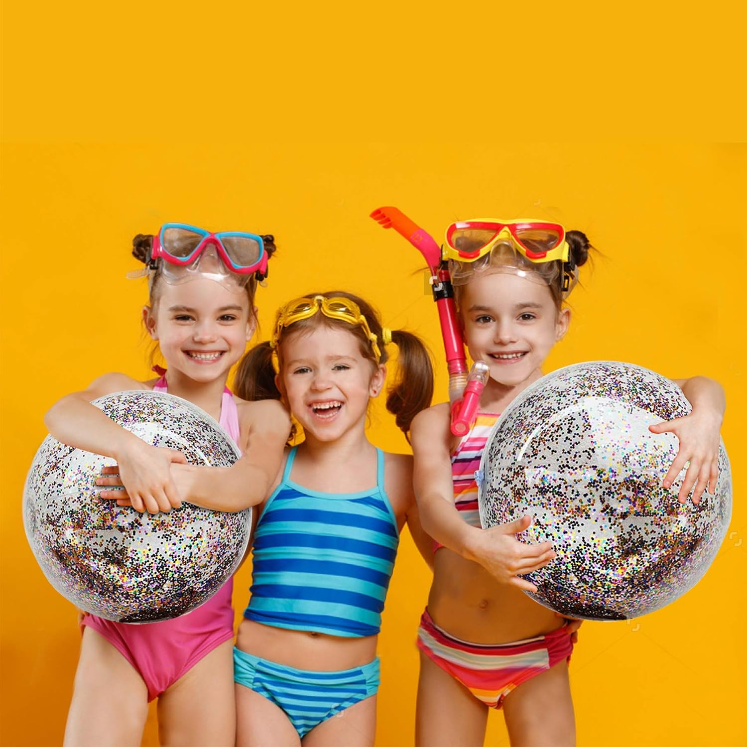 5 Pack Sequins Beach Ball Jumbo Pool Toys Balls Giant Confetti Glitters Inflatable Clear Beach Ball Swimming Pool Water Beach Toys Outdoor Summer Party Favors for Kids Adults (24"-2 Pieces,16"-3 Pcs): Toys & Games