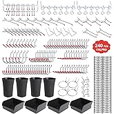 FALPRO 240PCS Pegboard Hooks Assortment, Pegboard Organizer Kit with Bins, Cups, 1/8 and 1/4 inch Hooks for Hanging Tools, Garage Wall Organization
