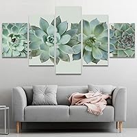 SIGNWIN Framed Canvas Wall Art Closeup of Succulent Plants and Petals Coastal Ocean Photography Modern Art Contemporary Panoramic Relax/Calm for Living Room, Bedroom, Office - 60