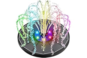 SZMP Solar Fountain 3.5W Floating Bird Bath Fountains with Blue Flower Upgraded Glass Panel with 7 Nozzle & 4 Fixer, Solar Water Fountain for Garden, Pond, Outdoor (Colorful)