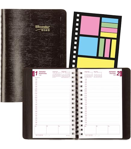 Brownline 2025 Weekly Planner Appointment Book – Jan-Dec 2025, 11x8.5", Twin-Wire Bound, Red Cover, 15-Minute Time Slots