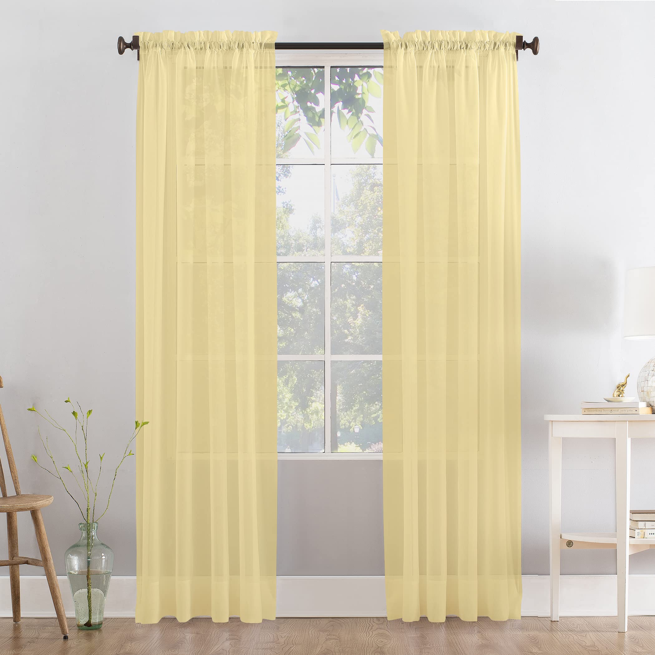 Megachest a pair of slot top voile curtains (Gold, 56" wideX90 drop 2 Panels)