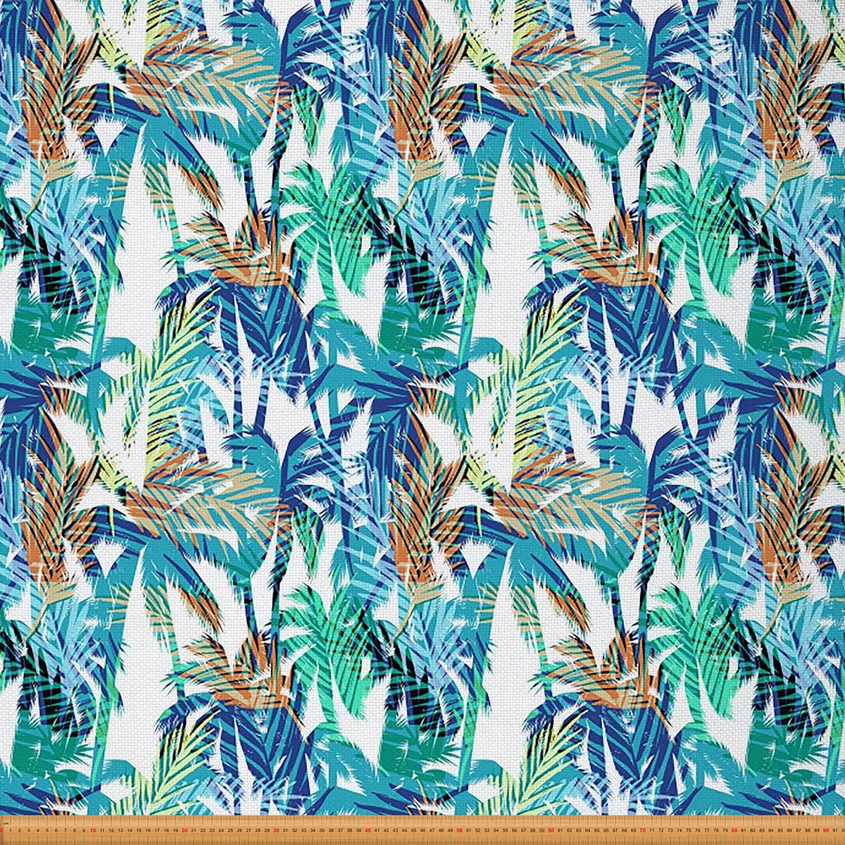Palm Leaf Outdoor Fabric by The Yard,Tropical Summer Palm Tree Fabric for Chairs,Ocean Beach Theme Travel Fabric for Home DIY Projects,1 Yard,(L92*W150cm) Mint Green