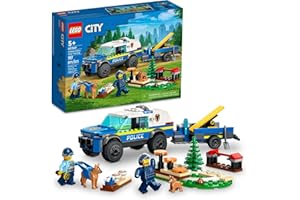LEGO City Mobile Police Dog Training 60369, SUV Toy Car with Trailer, Obstacle Course and Puppy Figures, Animal Playset for Boys and Girls Ages 5 Plus