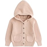 Curipeer Baby Girls Knit Hooded Cardigan Sweater