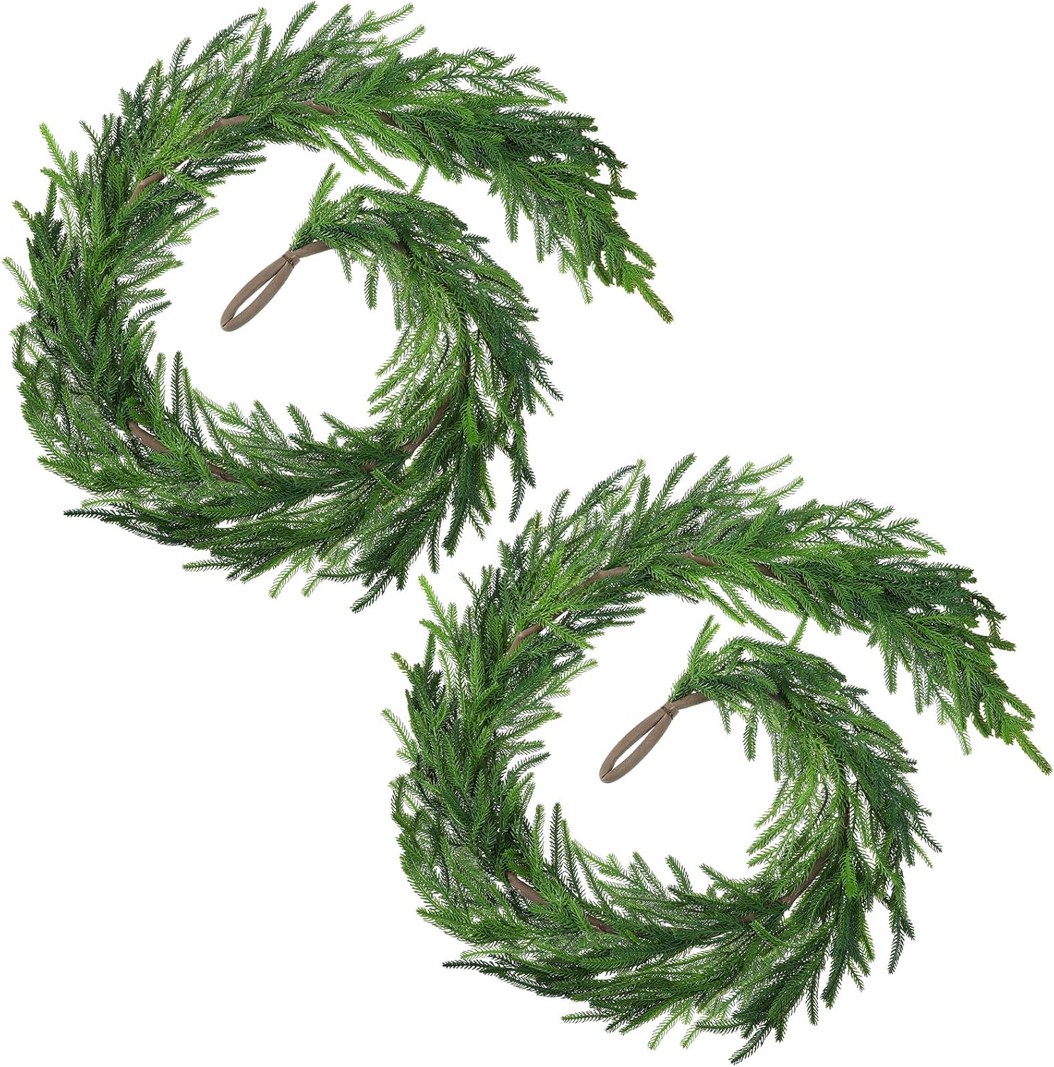 Wreaths, Garlands & Swags - Christmas Real Touch Norfolk Pine Garland Artificial Pine Greenery Garlands Faux Christmas Norfolk Pine Garland for Christmas Holiday Seasonal Indoor Home Decor Mantle (2 Pcs,60 Inches)