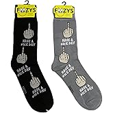 Foozys Men’s Have a Nice Day - Up to No Good Novelty Crew Socks | 2 Pair