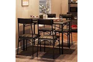 Fancihabor Kitchen Table and Chairs for 4, Dining Table Set for 4 with Upholstered Chairs, 5 Piece Rectangular Kitchen Table Set, Dining Room Table Set for Small Space, Apartment, Rustic Black