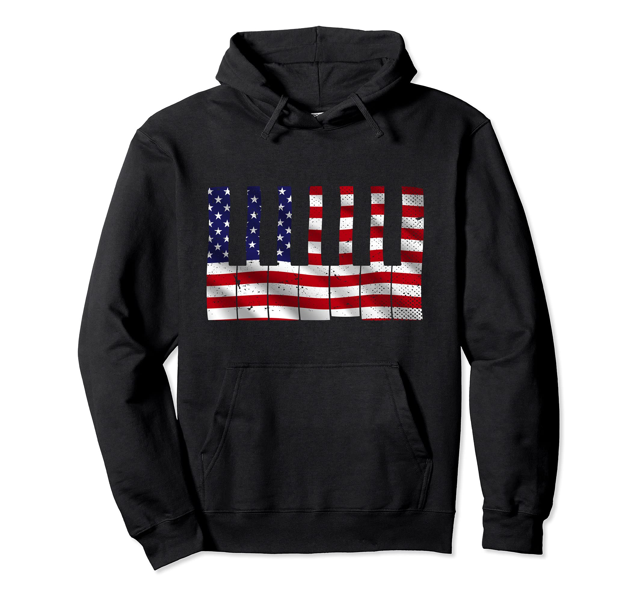 Classical Music Piano Keyboard USA Flag Pianist Piano Pullover Hoodie