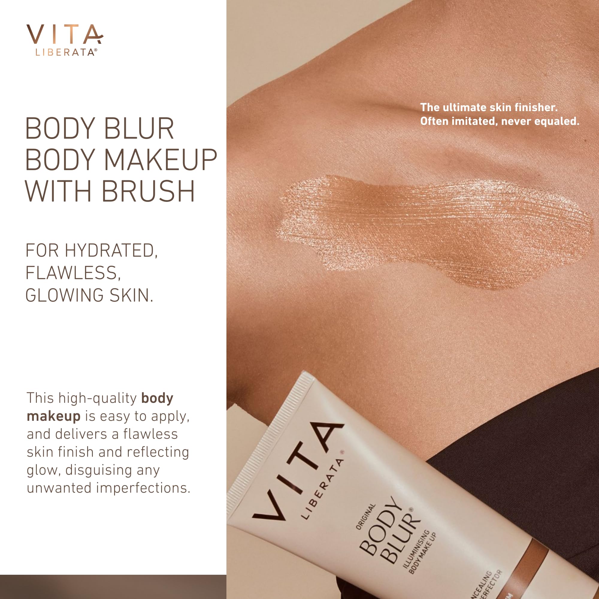 Vita Liberata Body Blur, Leg and Body Makeup. Skin Perfecting Body Foundation for Flawless Bronze, Easy Application, Radiant Glow, Evens Skin Tone, New Packaging