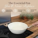 nuovva Induction Non Stick Wok Pan 28cm Cream with Glass Lid view 4