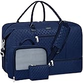Weekender Bag for Women, Travel Duffel Bag Carry On Overnight Bag with Shoe Compartment Large Nylon Travel Weekend Tote Bag