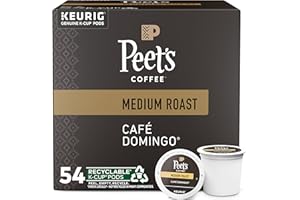 Peet's Coffee, Medium Roast Keurig K-Cup Pods - Café Domingo 54 Count (1 Box of 54 Pods)