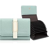 Pomelo Best Credit Card Holder RFID Wallet for Women, Small Leather Zipper Card Case with With 11 Card Slots Light Blue