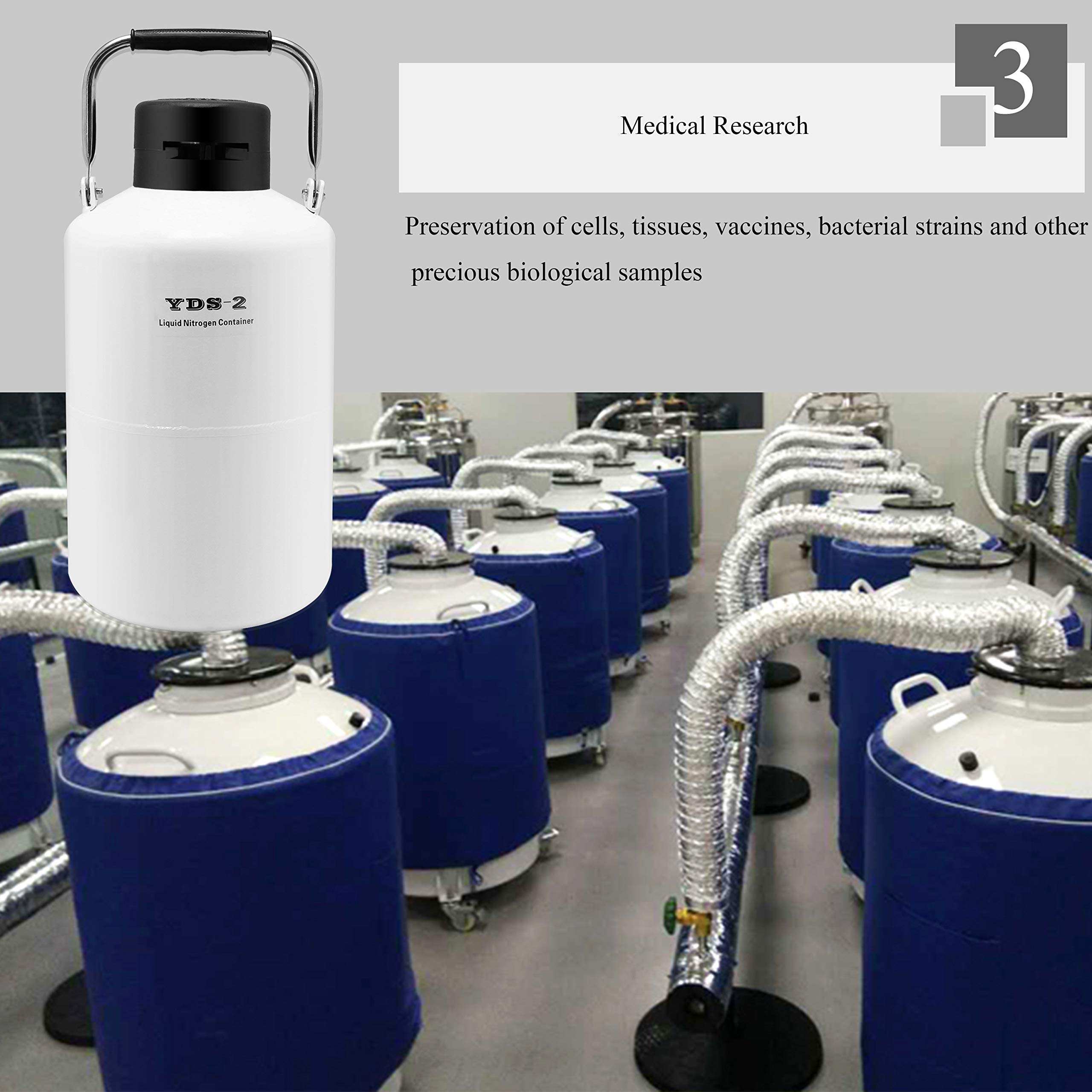 CGOLDENWALL Cryogenic Container Liquid Nitrogen LN2 Tank Dewar Liquid