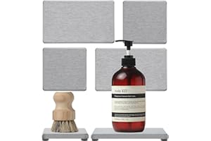 Razborci 4PCS Bathroom Sink Vanity Trays, Diatomaceous Earth Quick Stone Drying Mat Kitchen Counter Dish Soap Dispenser Sponge Holder, Water Absorbing Caddy Organizer for Bottle & Cup, Light Gray