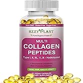 Multi Collagen Peptides Softgel - Type I, II, III, V, X - Hydrolyzed Collagen Peptides with Biotin Vitamin C Hyaluronic Acid for Women &amp; Men, Supports Skin Hair Nail &amp; Joint, Non-GMO, 60 Servings