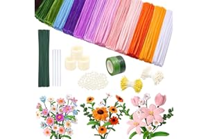 UXORSN Pipe Cleaners Craft Flowers Kit 800 PCS 13 Multi-colored Pipe Cleaners Bulk Chenille Stems for DIY with Instruction Ha