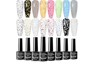 SUPWEE 8Colors Glitter Top Coat Gel Silver Gold Sequin Top Coat Eggshell Top Coat Gel Polish Reflective Glitter Top Coat Sparkle Shiny Shimmer No Wipe Gel Top Coat Gel Polish