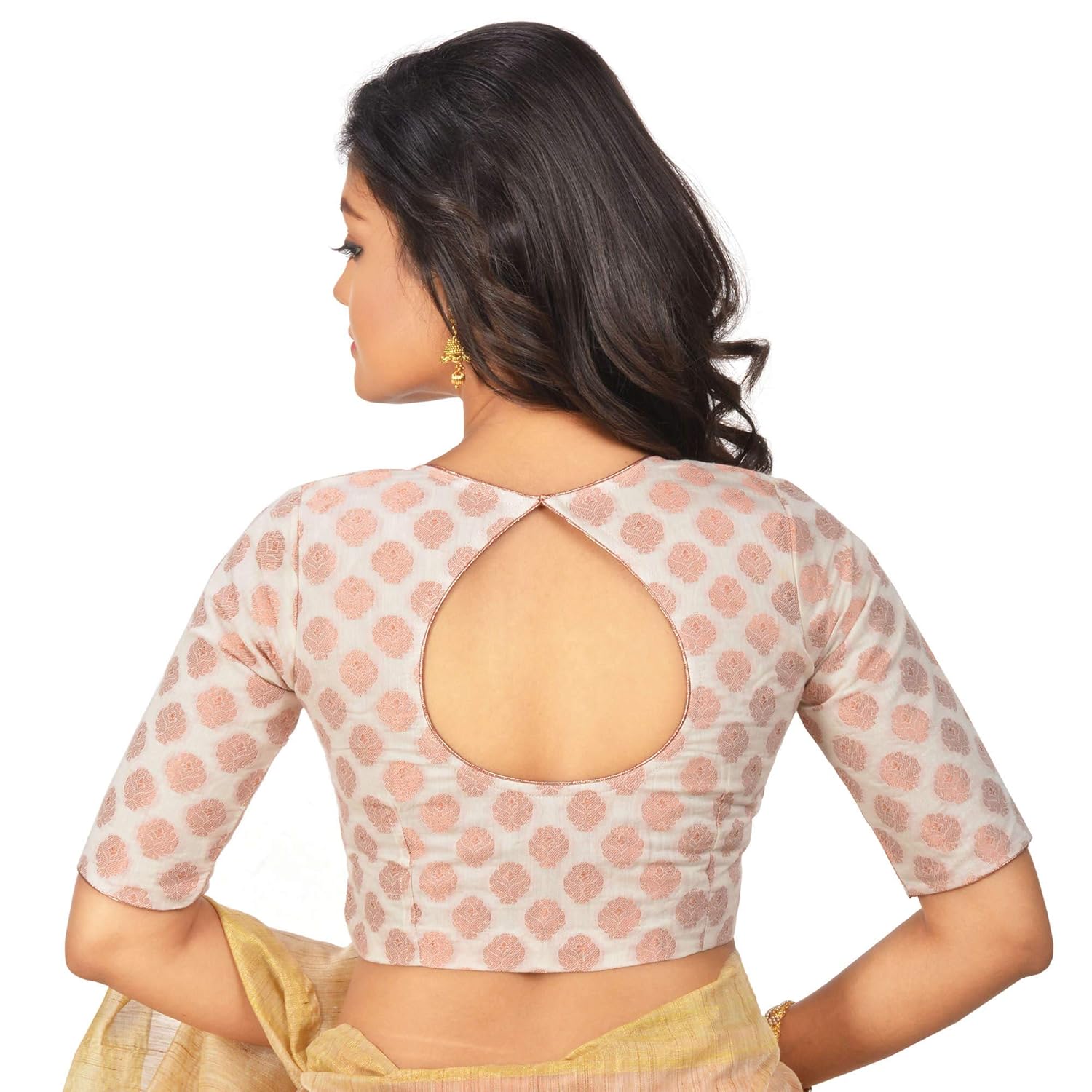 white chanderi woven blouse