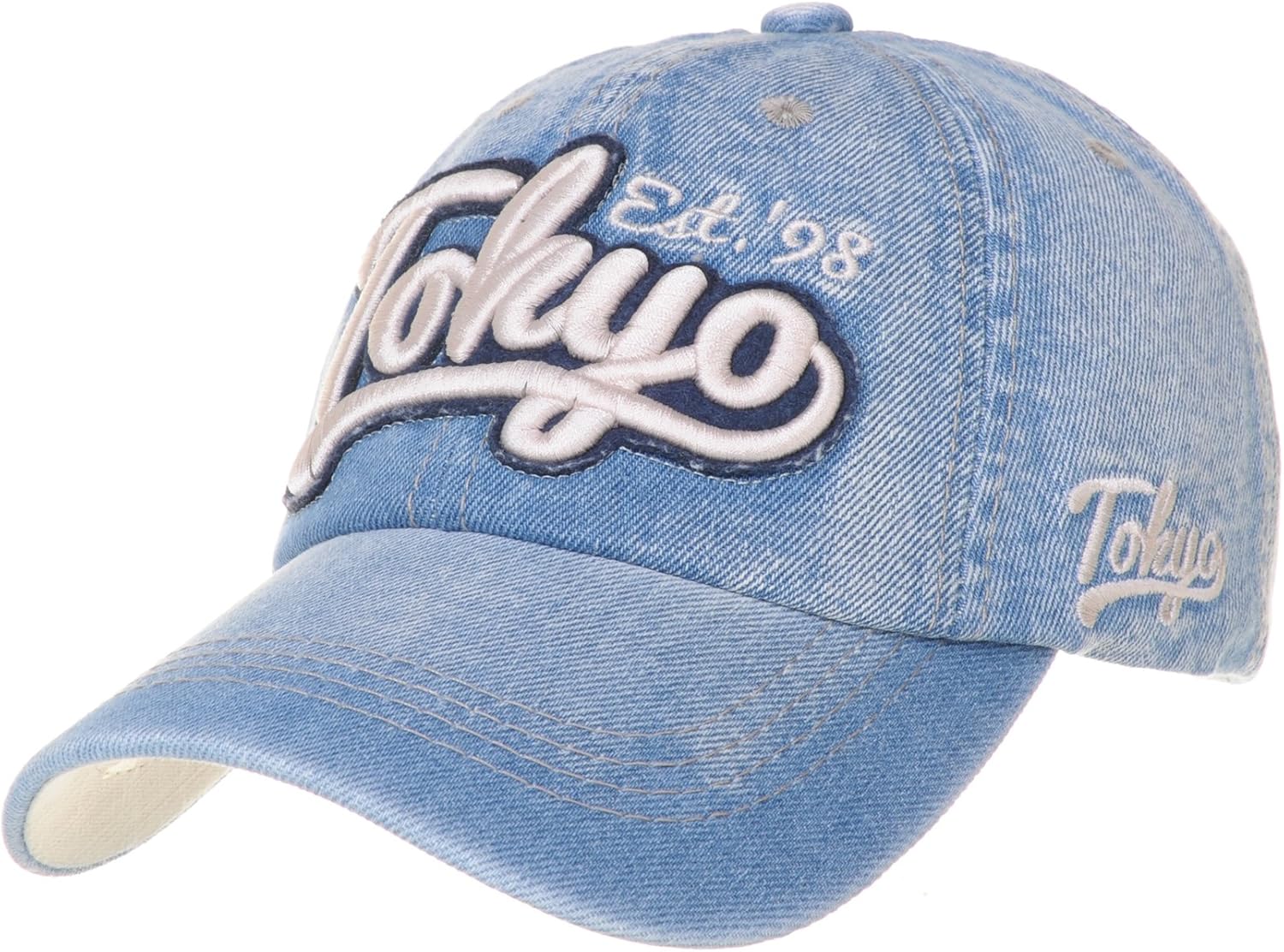 WITHMOONS Vintage Denim Tokyo Patch Baseball Cap Trucker Hat FY1214