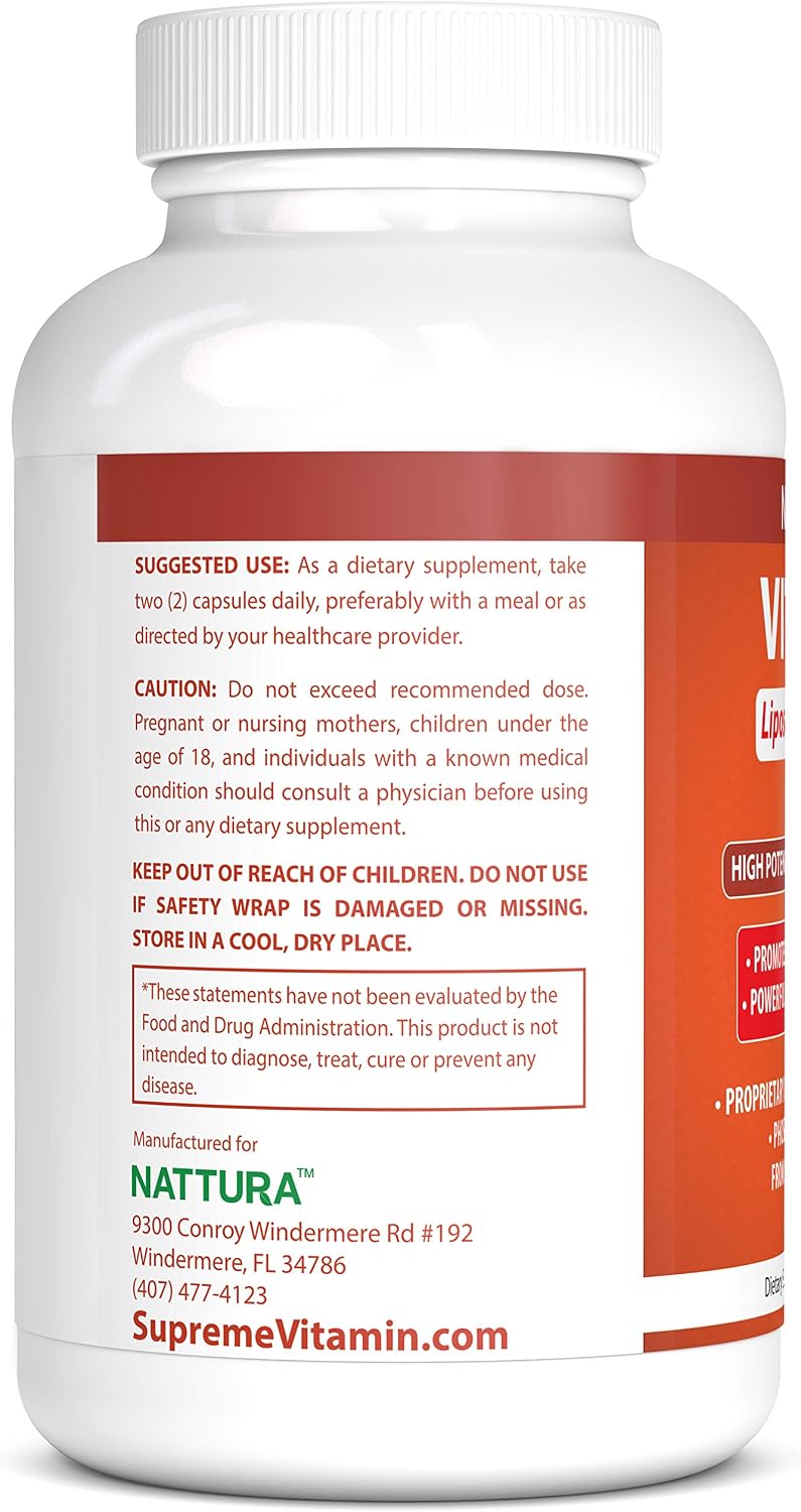 Liposomal Vitamin C - 1500 mg - 180 Veggie Caps - Proprietary Liposomal C Complex with Phosphatidylcholine (PC) from Sunflower Lecithin - Image 4