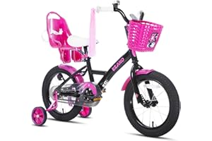 KEANO Zinnia Kids Bike for Girls Ages 3-10 Years, 14 16 20 Inch Girls' Bikes with Doll Seat, Streamers and Basket, Children Bicycles