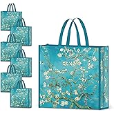 NymphFable 6 Pack Reusable Dragonflies Garden Shopping Bags - Waterproof Tote Bags 50LBS