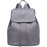 BOYATU Women’s Full-Grain Leather Backpack Purse, Minimal Structured Design, Work Commuter & City Travel, Compact Everyday Essentials (Grey)