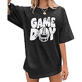 Football Shirts for Women Game Day T-Shirts Sunday Funday Tops Casual Sports Season Short Sleeve Shirt