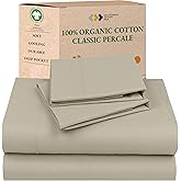 California Design Den California King Sheets Deep Pockets Set - Soft 100% Organic Cotton Percale Sheets, Breathable and Durable Bedding Set - Warm Taupe
