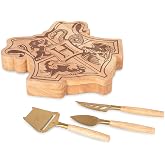 PICNIC TIME Harry Potter Hogwarts Crest Cheese Board Set with Knives, Charcuterie and Serving Board with Hidden Drawer, Parawood Construction, Magical Gift for Entertaining, (Parawood)