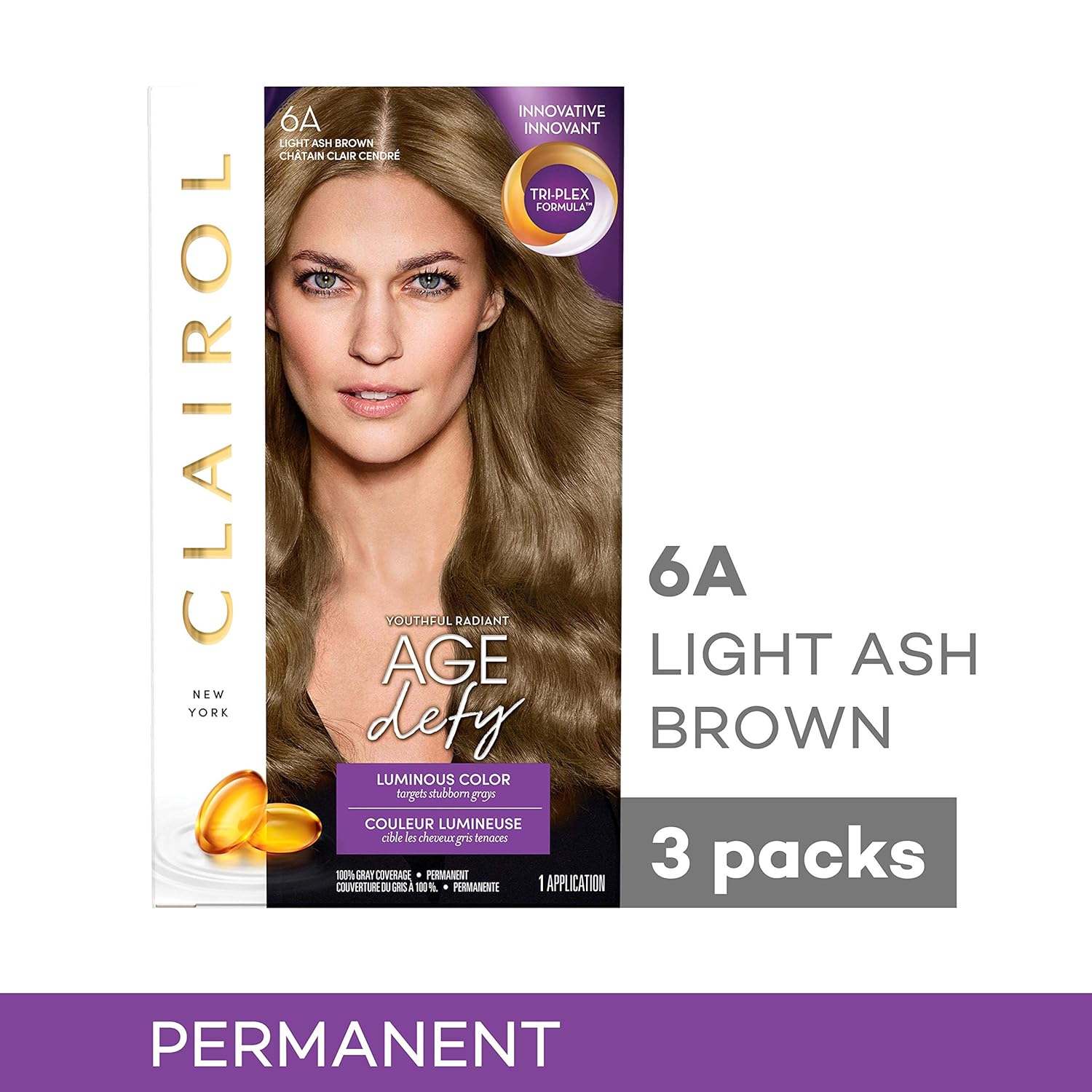 Clairol Age Defy Permanent Hair Color, 3 Darkest Brown, 1 Count : Chemical Hair Dyes : Beauty