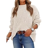 ANRABESS Womens Mock Turtle Neck Sweaters Cable Knit Long Sleeve 2026 Fall Winter Tunic Sweater