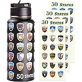 Beautsque 50 States Water Bottle with Stickers, National Parks Water Bottle, Stainless Steel Insulated Bottles with Straw,3D Printed,32 oz,Double Stickers,Gifts for Men,Black